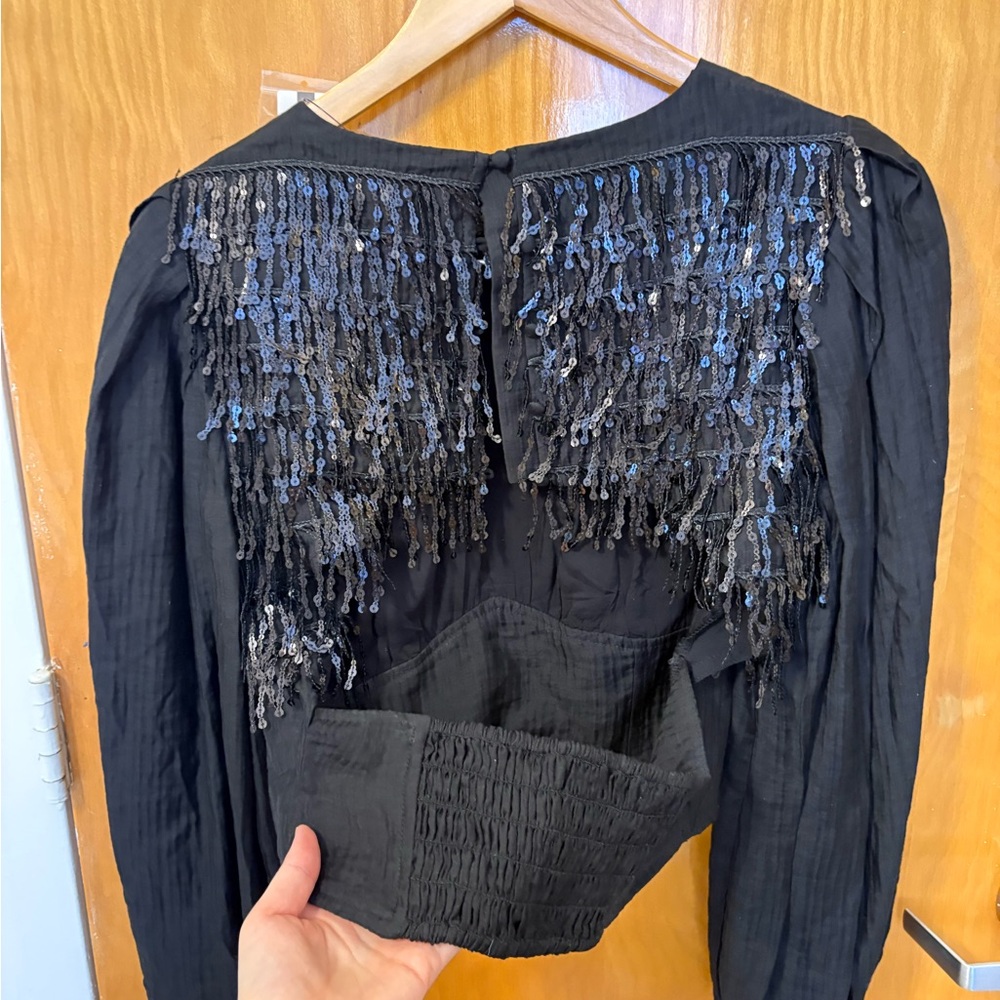 NWT Anthropologie Current Air black sequin top - Picture 8 of 8